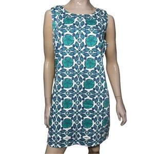 Vineyard Vines Women Size 16 Blue White Sand Dollar Shell Tile Print Tank Dress